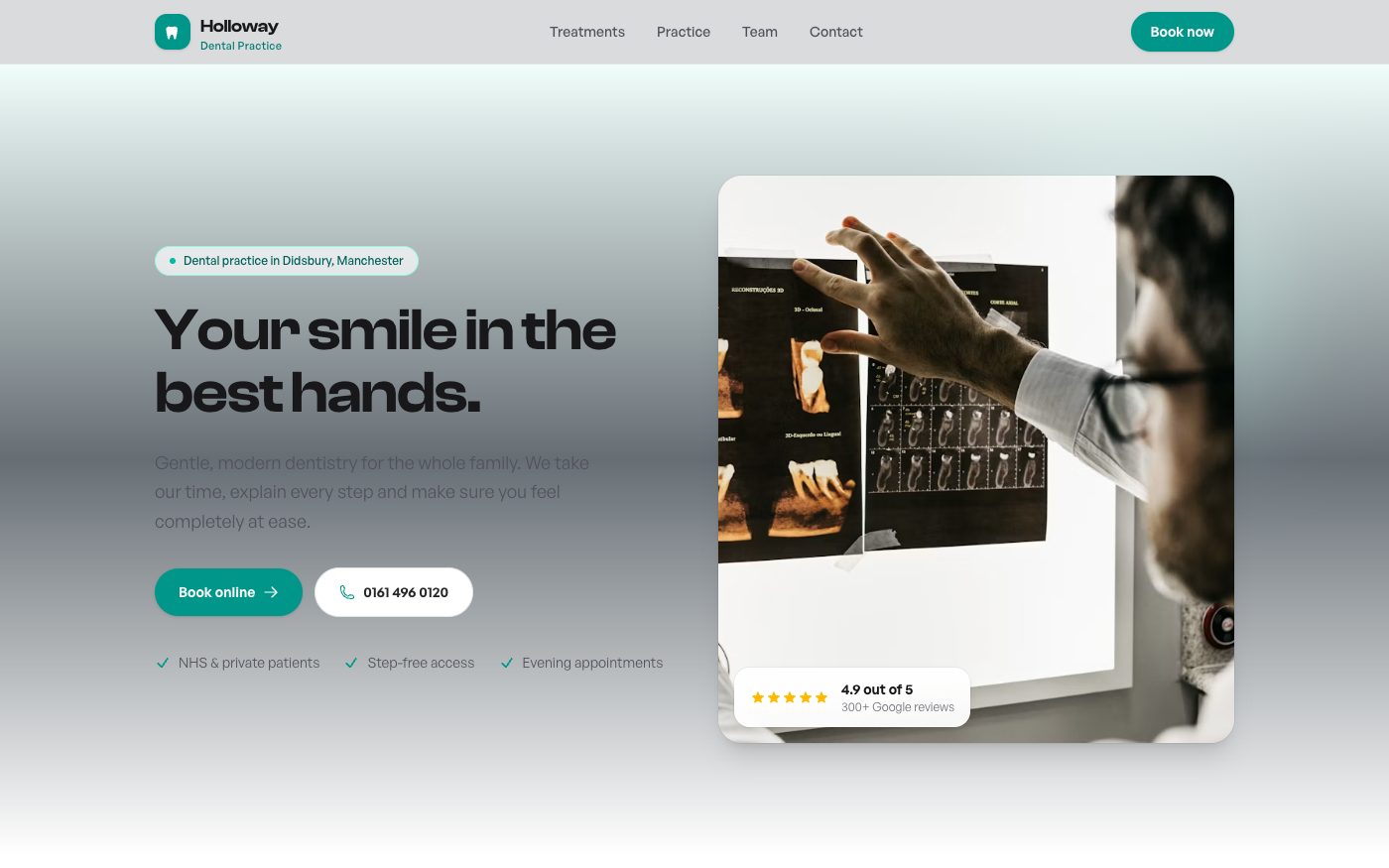 Preview of the example website for Dentists & clinics